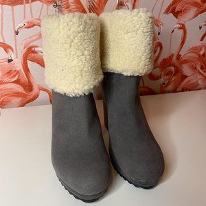 cameron sherpa wedge bootie